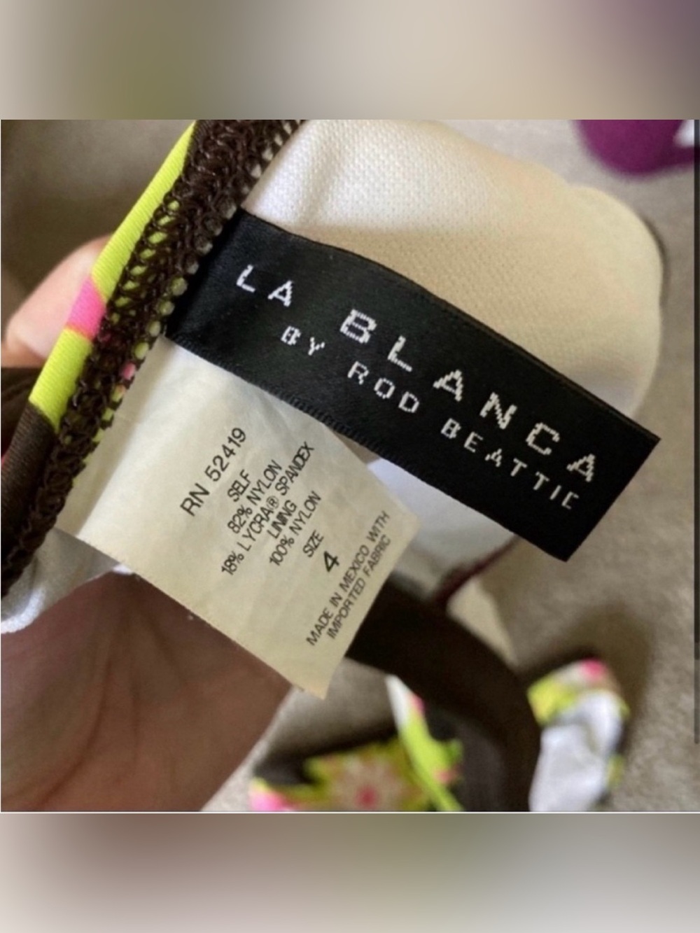 La Blanca by Rod Beattie Bikini Size 4 Brown, Pink & Green - Picture 2 of 2